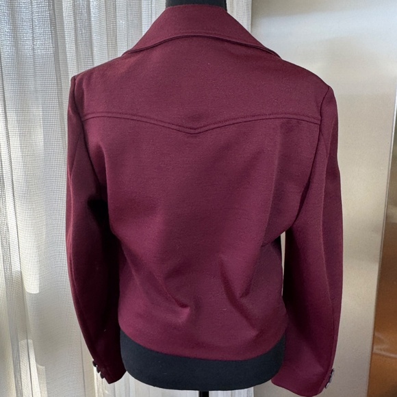 Vintage 70s jacket, burgundy red, women crop blazer, oversized lapels, 8/10 (M) - Picture 6 of 10